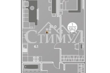 1-к квартира, 55,2 м², 4/10 эт.