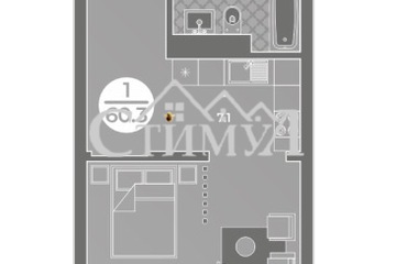 1-к квартира, 60,3 м², 5/10 эт.